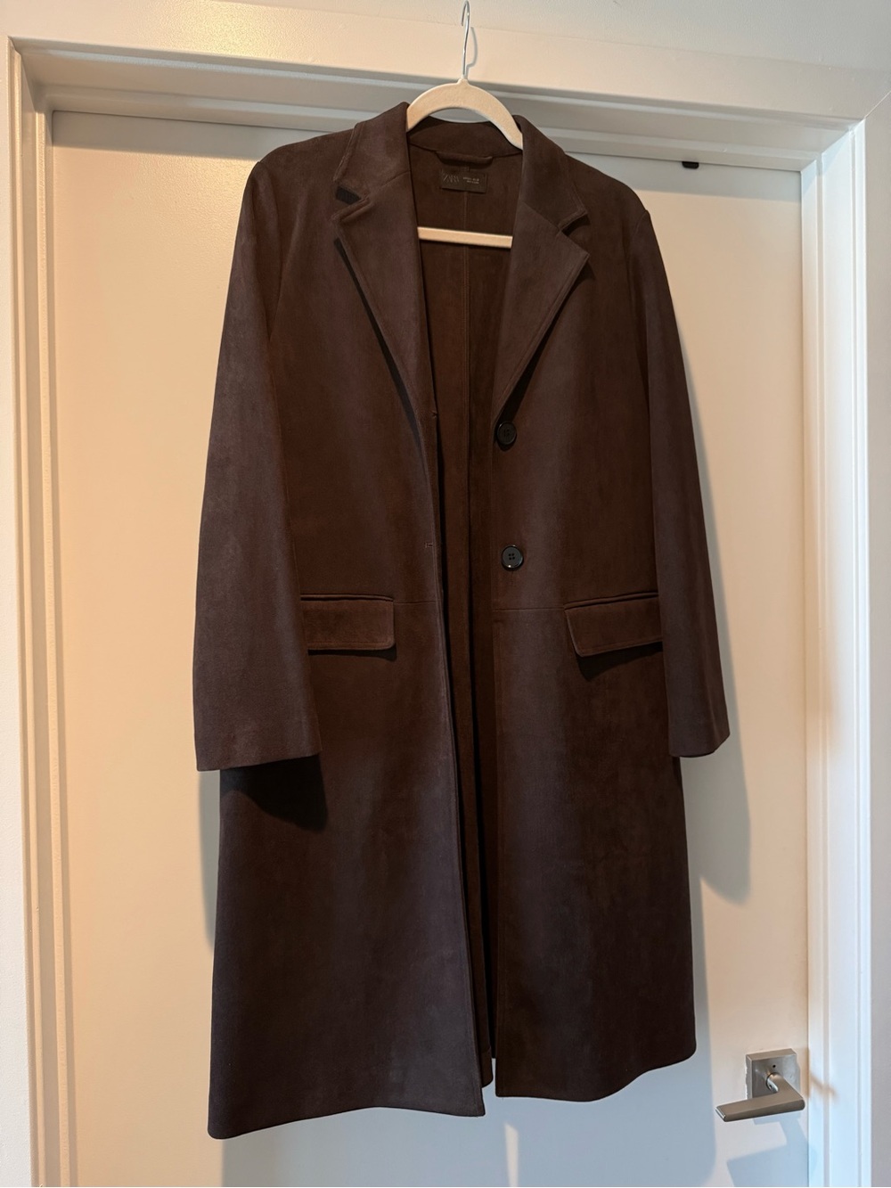 Zara Brown Faux Suede Trench Coat